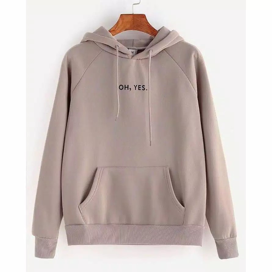 (BISA COD) SWEATER HOODIE WANITA OH YES FIT L | FASHION WANITA | KOREAN STYLE M-L-XL