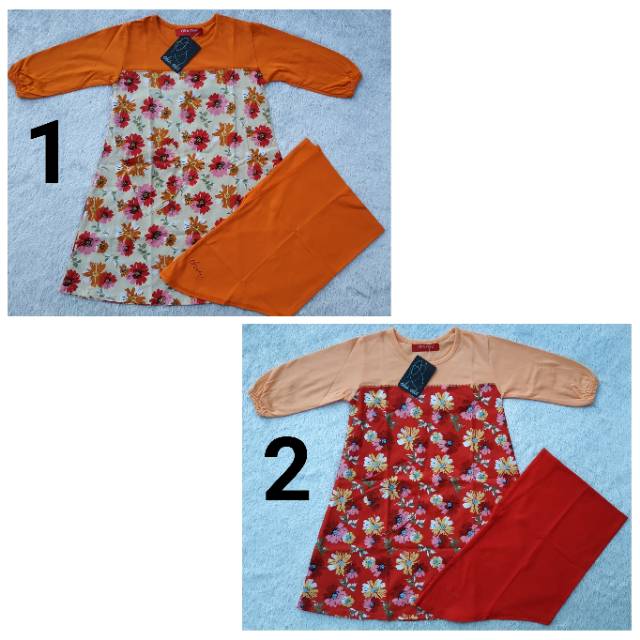 Gamis Anak Oka Oke LALA Kaos Kombinasi Katun