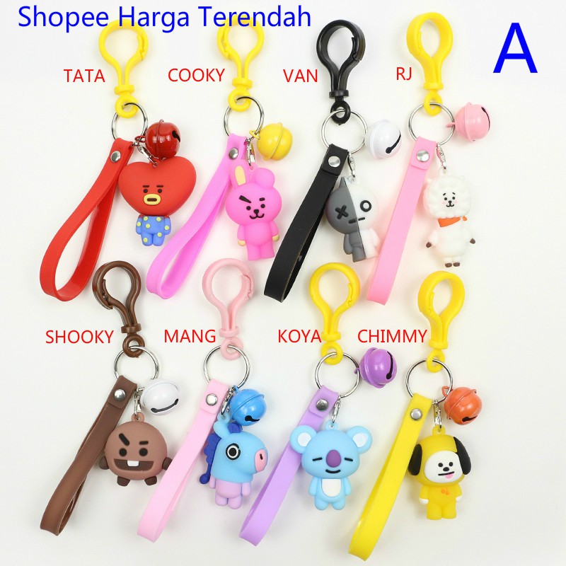 Cute Kpop Bts Bt21 Gantungan Kunci Keychain Cartoon Key Holder