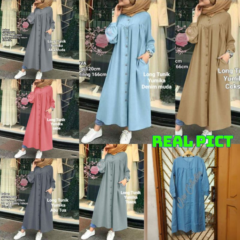 TUNIK WANITA JUMBO LD114CM LONG TUNIK PANJANG YUMIKA BIGSIZE JUMBO BUSUI LONG TUNIK YUMIKA TERBARU M