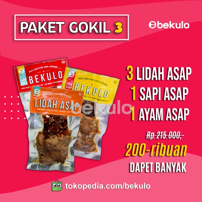 Lidah Sapi Asap / Sei Lidah BEKULO Paket Hemat 3 Spesial PROMO - BARU