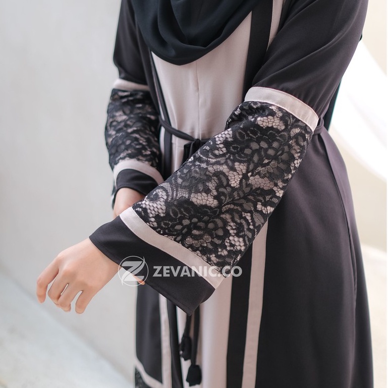 Reysha Abaya Maxi Dress Motif Renda Dikerjakan Oleh Tenaga Ahli 100% Ori Dan Realpict, Exclusive Fashion Gamis Muslim Dengan Desain Outer Aksen Brukat Diatur Bisa COD-1