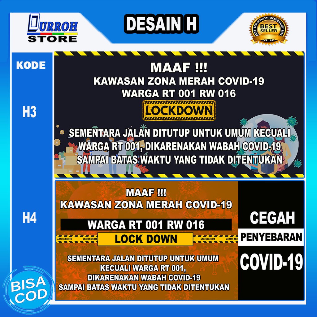 Spanduk / Banner LOCKDOWN / PSBB / PPKM PENCEGAHAN COVID #1