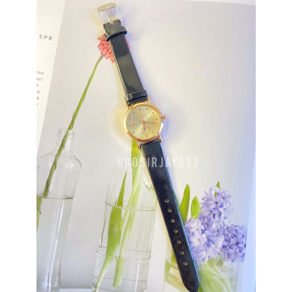 Jam Tangan Kitty Wanita Analog Quartz Dengan Strap Kaleb Fashion Korean Import