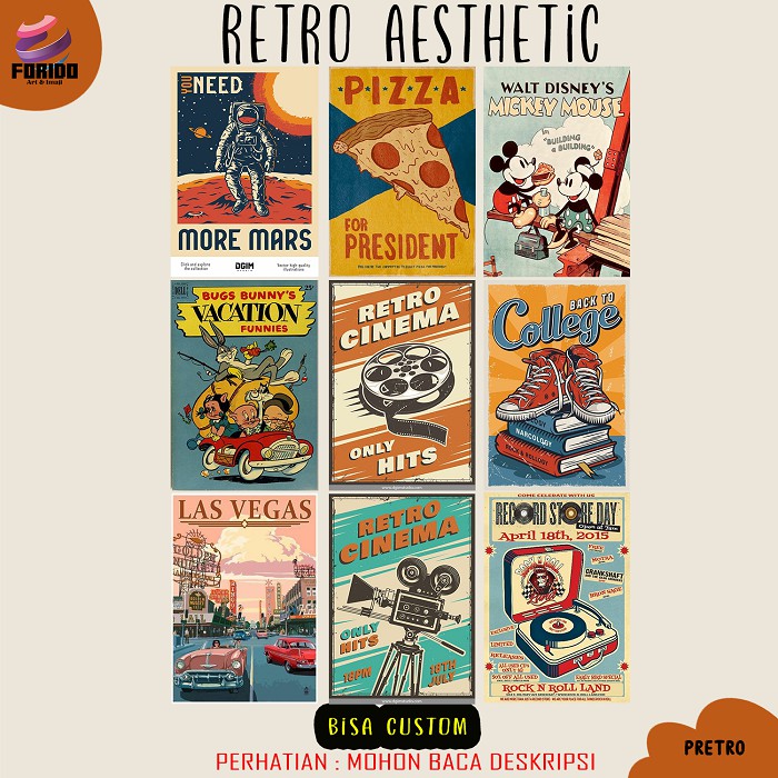 Poster Aesthetic | Poster Dinding | Poster Hiasan Dinding Estetik Serial RETRO Aesthetic