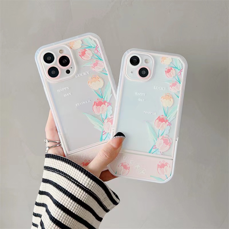 Soft Case Silikon TPU Transparan Motif Bunga Untuk IPhone 13 12 11 Pro X XR XS Max SE 2020 6 6S 7 8 Plus