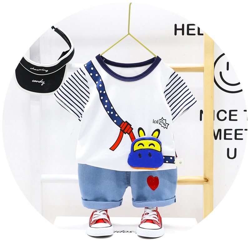 Baju kaos set setelan anak laki laki bayi balita import bahan bagus