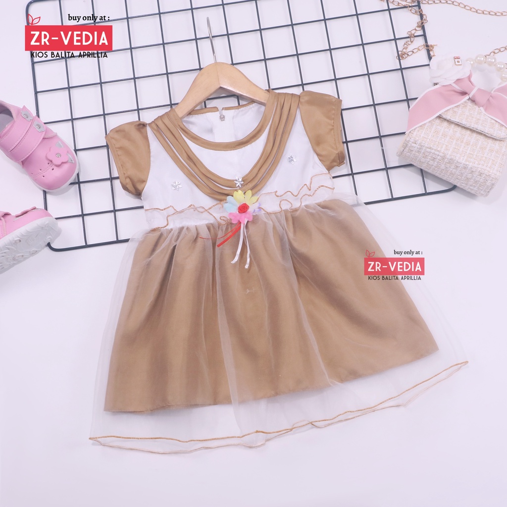 Gaun Bayi Uk. 0-12 bulan / Dress Bayi Anak Perempuan Murah Gaun Pesta Motif Polos Lengan Lucu