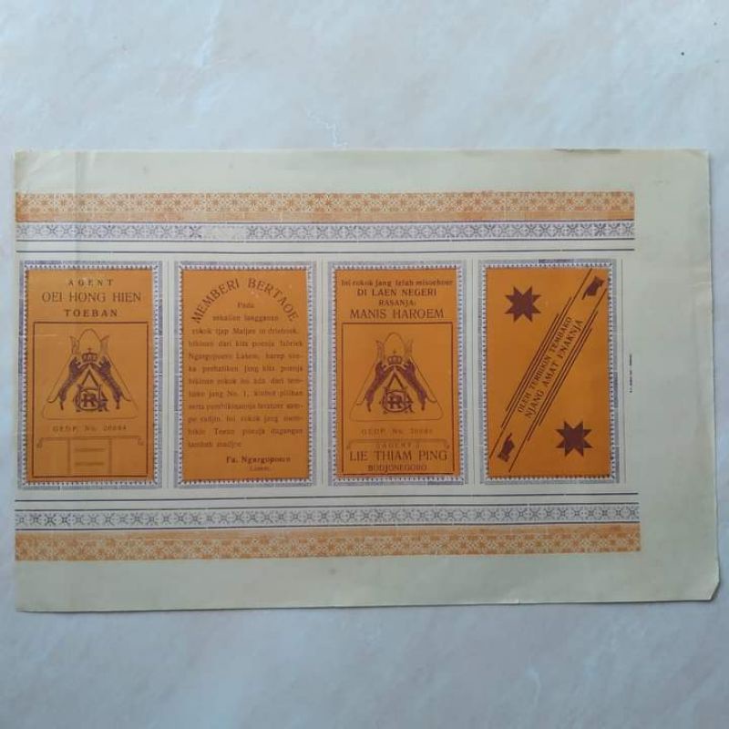 Koleksi Iklan Selebaran Kuno Tua Jadul Tjap Matjan Era Hindia Belanda