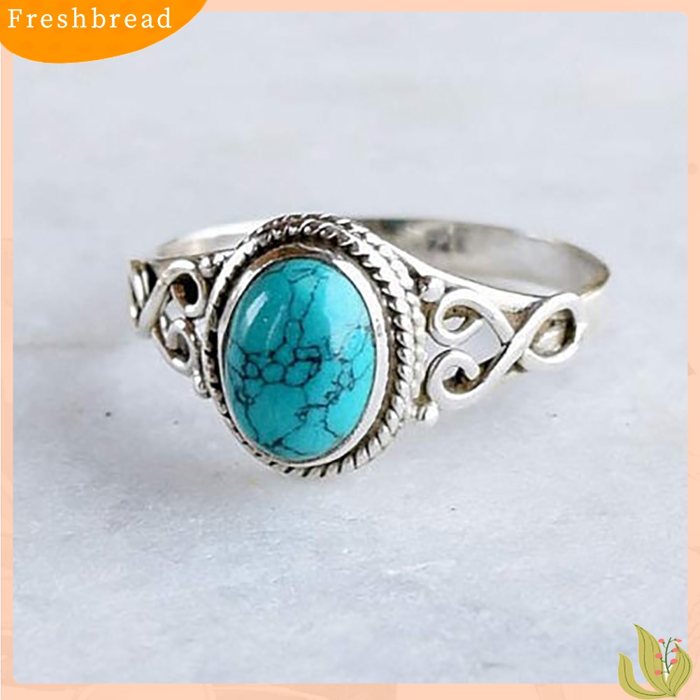 [TERLARIS]Antique Turquoise Natural Gemstone Bride Wedding Engagement Vintage Ring Gift