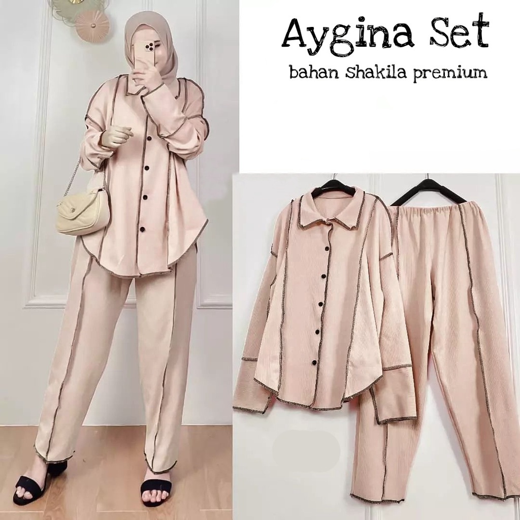 ✔COD✔ AYGINA SET JUMBO / BAJU STELAN JUMBO WANITA TERBARU / SET GUMMY KID / SET AYGINA KEMEJA JUMBO SETELAN KEMEJA WANITA SHAKILA PREMIUM BAJU WANITA CASUAL ONE SET KEMEJA 6 WARNA