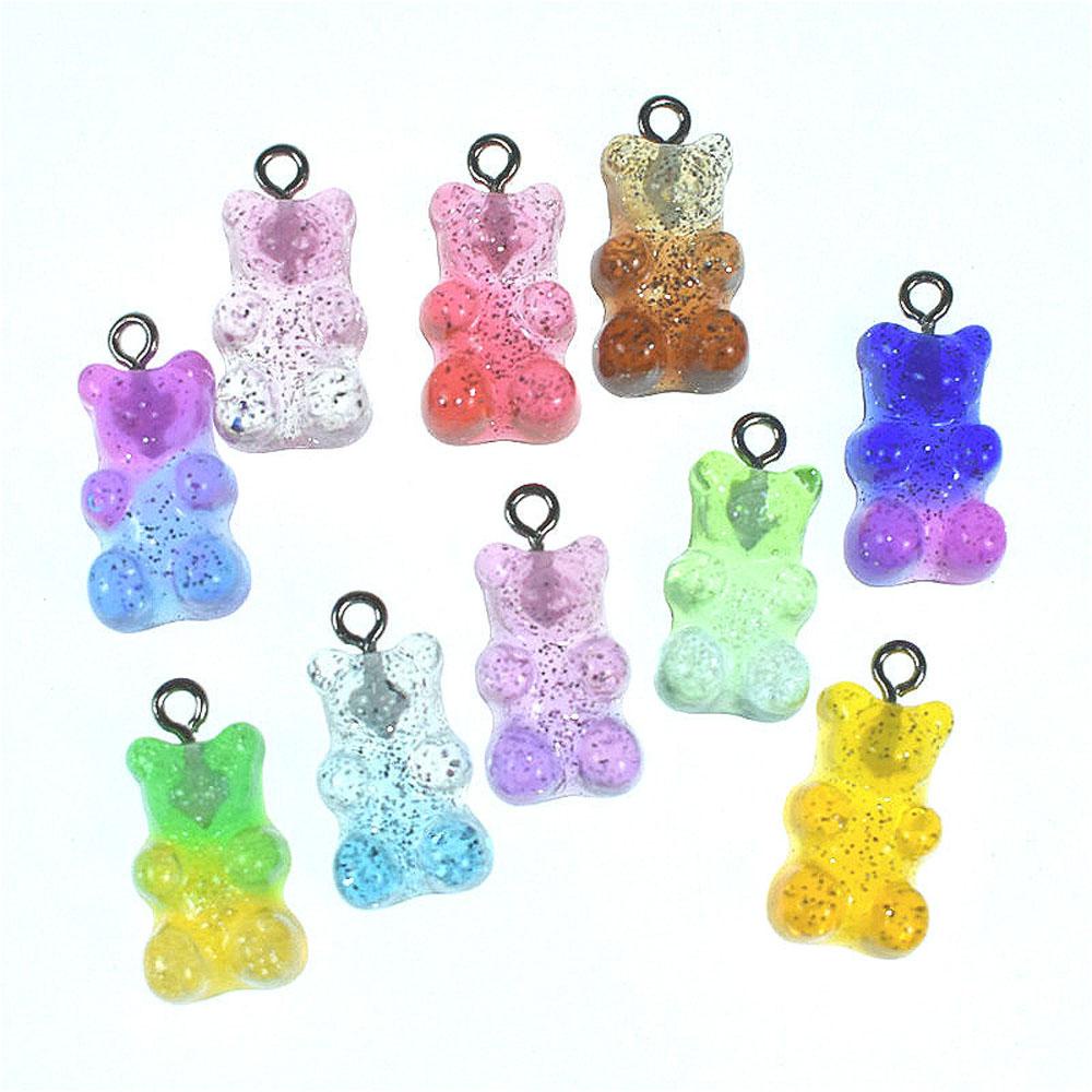 Temuan Perhiasan Agustina Datar Kembali Untuk Anting Kalung Membuat Kartun 23*11mm Gummy Bear Pendant