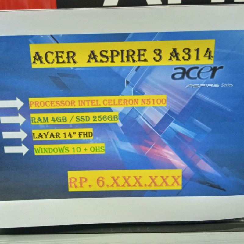 ACER ASPIRE 3 A314 N5100 4GB SSD 256GB