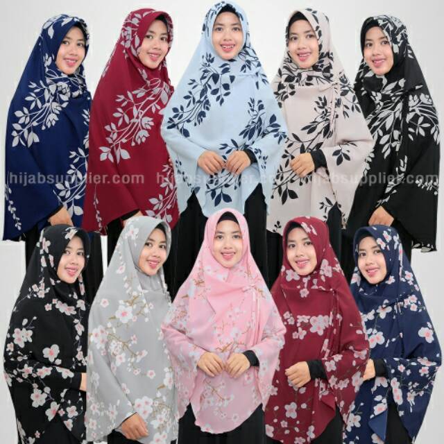 JILBAB BERGO INSTAN MOTIF BUNGA  Meiza MOTIF Premium edisi terbaru