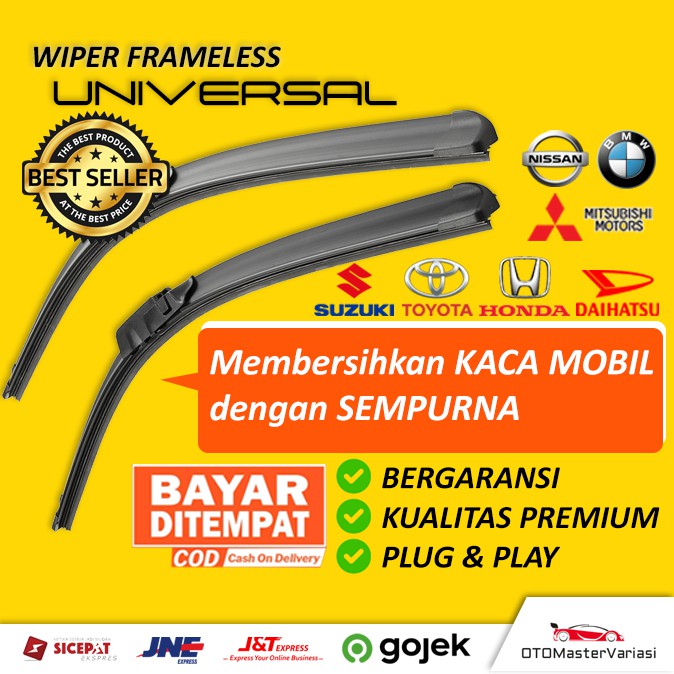 Foto wiper mobil frameless sepasang isi 2Pcs untuk semua jenis mobil wiper kaca mobil wifer mobil banana