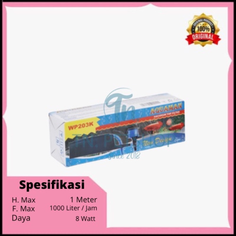 Top Filter Box Aquarium Aquaman WP 203 K WP-203K Aquascape Akuarium