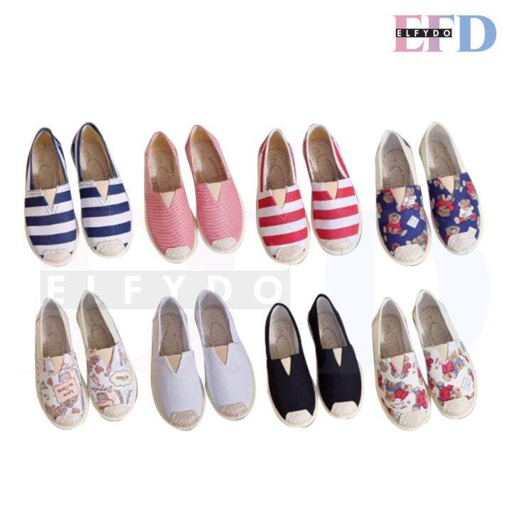 ELFYDO - SHS007 Sepatu Flat Shoes Sepatu Pansus Wanita Bahan Kain Katun A - H Jakarta Pansus