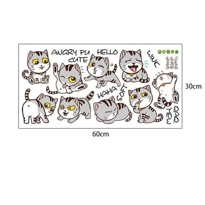 Diy Stiker Dinding Dengan Bahan Pvc Dan Gambar Kucing Ukuran 60x30cm Untuk Dekorasi Rumah