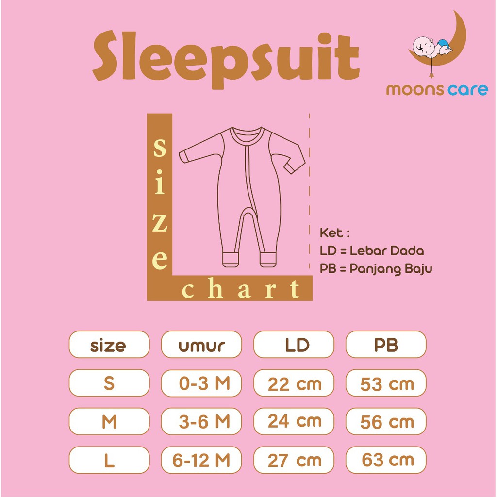 SNI SLEEPSUIT moons care SML  Sleepsuit Dita Baju Tidur Anak Sleepsuit Bayi Jumper bayi Baju Bayi