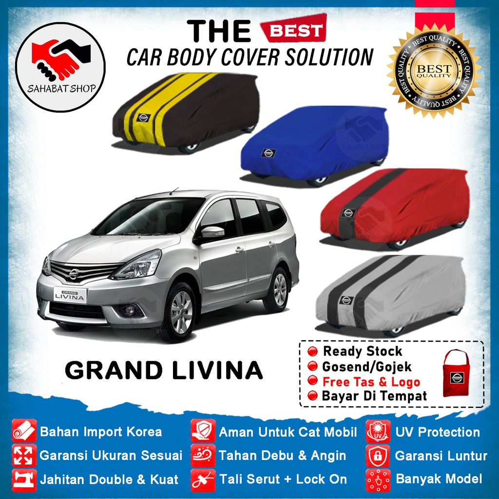 Sahabat Body Cover Mobil Grand Livina / Sarung Penutup Nissan Livina Outdoor 2013 2014 2015 2016 2017 / Tutup Selimut Mantol Jas Kerudung Kelambu Terpal Bungkus Mantel Mobil Grand Livina Anti Air Waterproof Model Biru