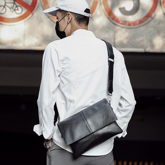 Crossbody Slingbag Pria Tas Selempang Pria Waistbag Tas Kulit Distro L8Y4 Tas Fashion Polos Trendy M