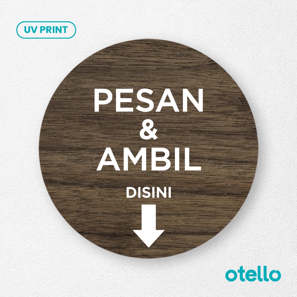 Signage Pesan dan Ambil Disini Sign Board Kayu Wood Papan Label Tempel Toko Cafe Restoran Dekorasi Tanda Penanda Petunjuk Wall Decor