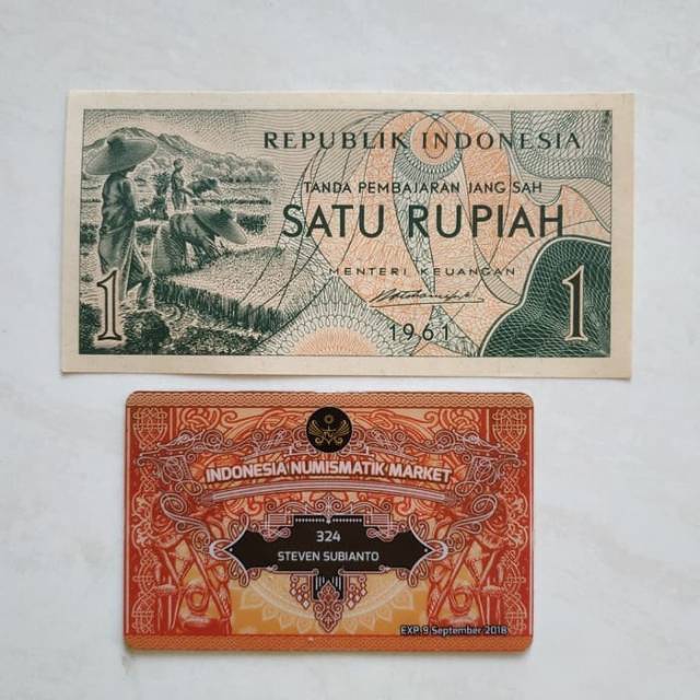 Uang Kuno Indonesia 1 Rupiah th 1961 Sandang Pangan Mahar Nikah