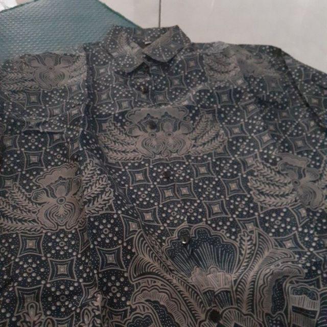(1kg=4pcs) Kemeja Batik Lengan Panjang Batik Ori Nareswari Galing Biru Batik Solo Seragam Batik