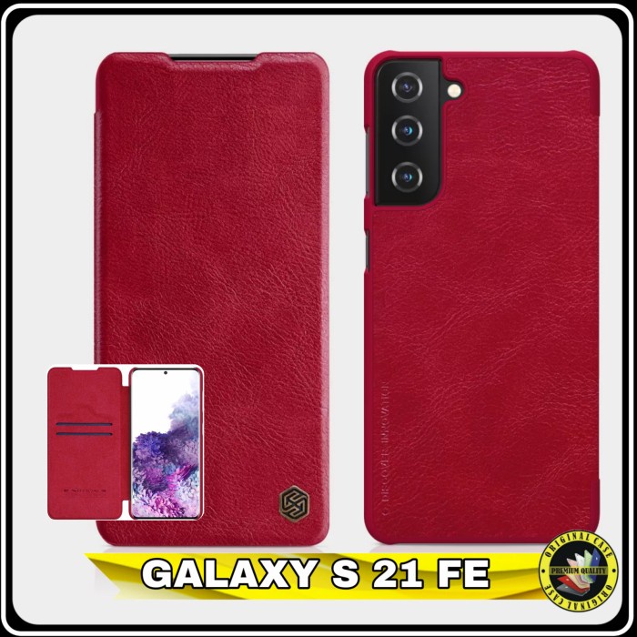 Casing Samsung Galaxy S21 S 21 FE 5G FlipCase Leather slod Card Red