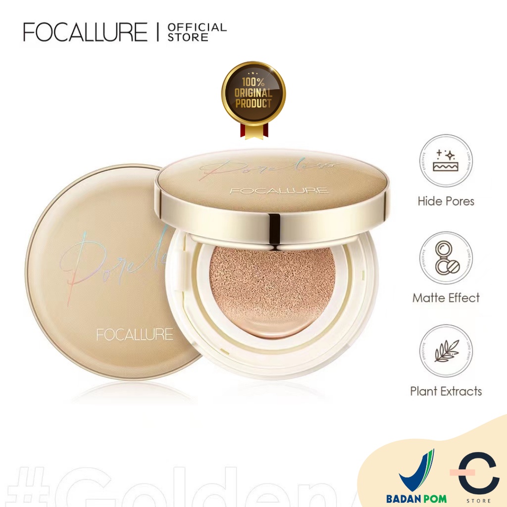 [ORI BPOM] FOCALLURE Poreless BB Cushion Foundation Full Coverage Soft Plant Extracts Waterproof Foundation #GoldenAge | FOCALLURE #GoldenAge BB Cushion Waterproof Full Coverage Poreless Foundation Waterproof Matte Compact Powder Facial Makeup | FA198