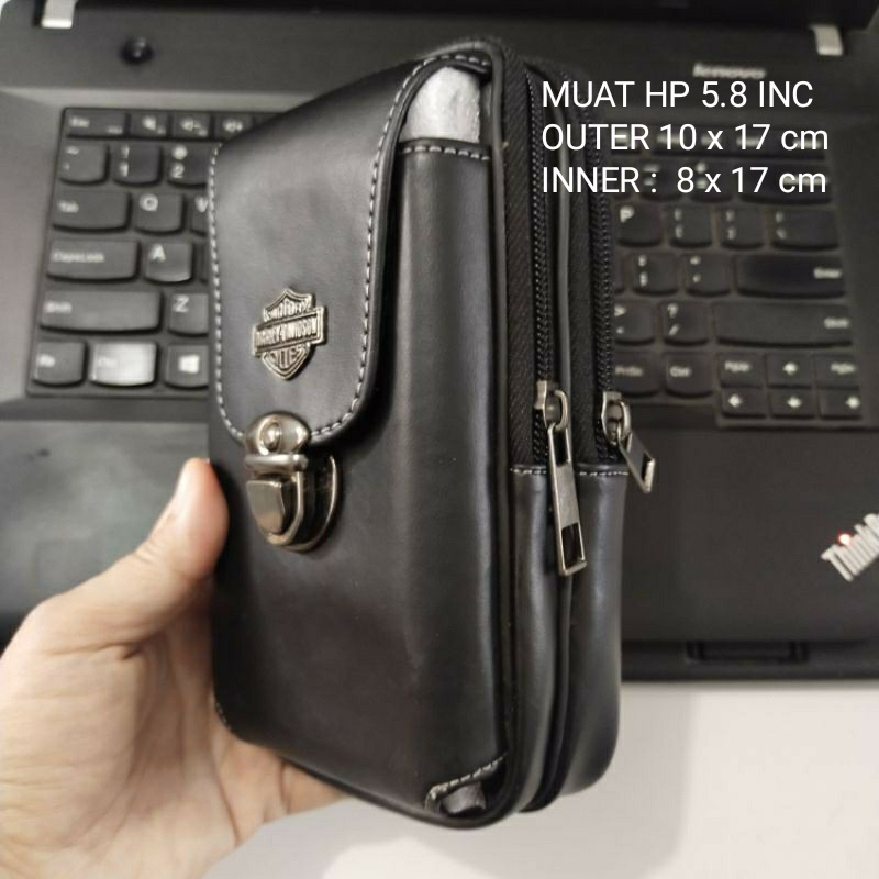 sarung HP pinggang 2 slot kulit murah untuk pria cowok keren ukuran besar jumbo