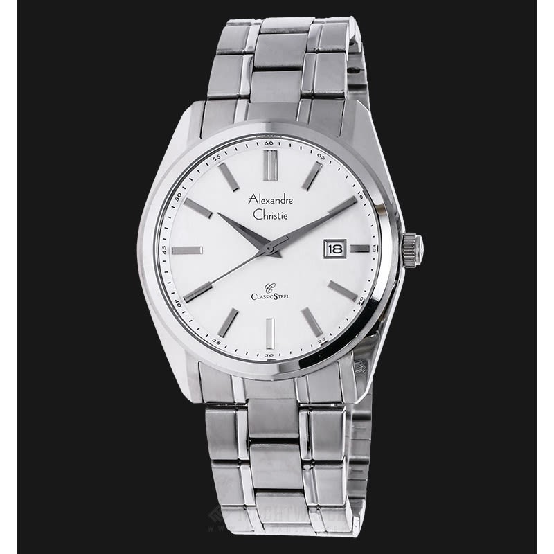 Jam Tangan Couple Alexandre Christie 8514 AC8514 AC 8514 Silver Original Stainless Steel