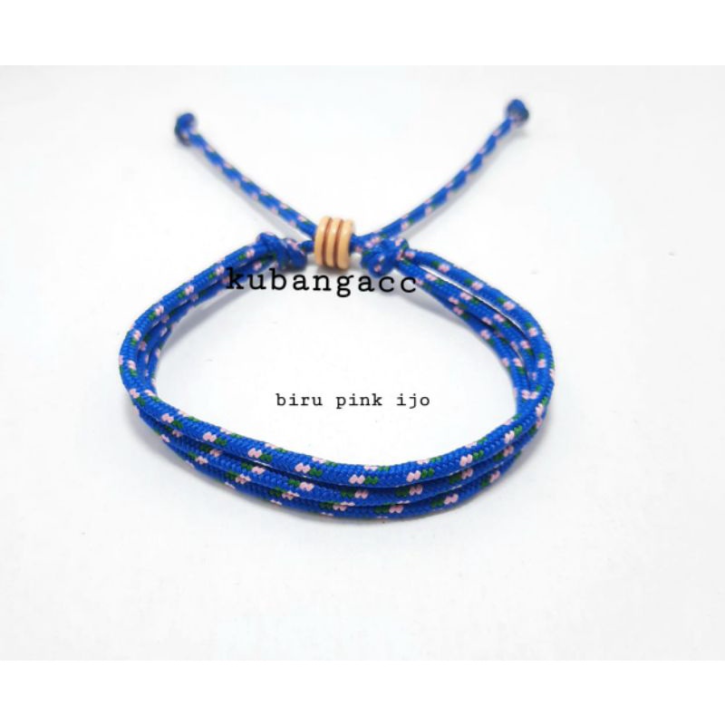 promoooo.gelang prusik 3 rangkap, gelang prusik keren,gelang cowok/cewek, gelang tali. gepang murah,-Biru pink ijo