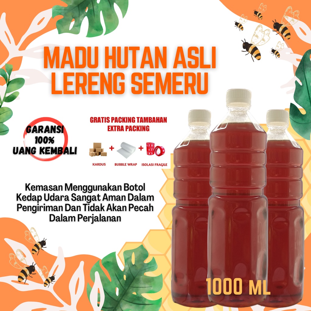 

Madu Hutan Asli Murni 100% Madu Hutan Asli Lereng Semeru 1000ml / 1Ltr Natural Produk Ara green Shop