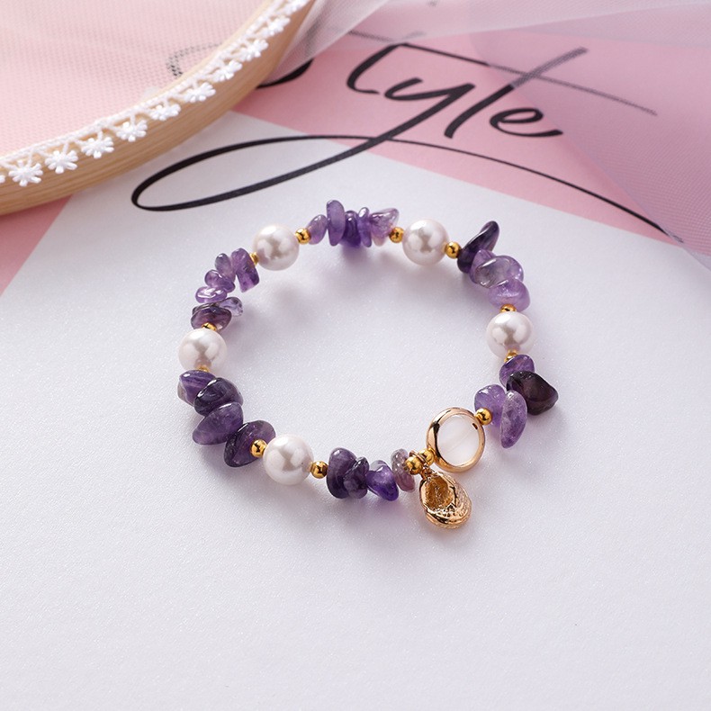 XiaoboACC Gelang Kristal Mutiara Imitasi Gaya Korea Untuk Wanita-Purple