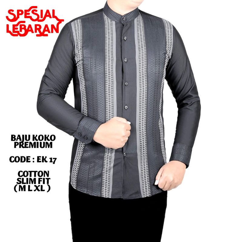 BAJU KOKO PRIA SLIM FIT LENGAN PANJANG CLK13