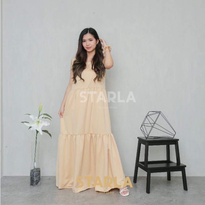 LONG DRESS PLAIN RUFFLE DRESS WANITA CASUAL SLEEVELESS BAHAN SATIN PREMIUM KOREAN DRESS  CASUAL DRESS DRESS KOREA KATE STARLA