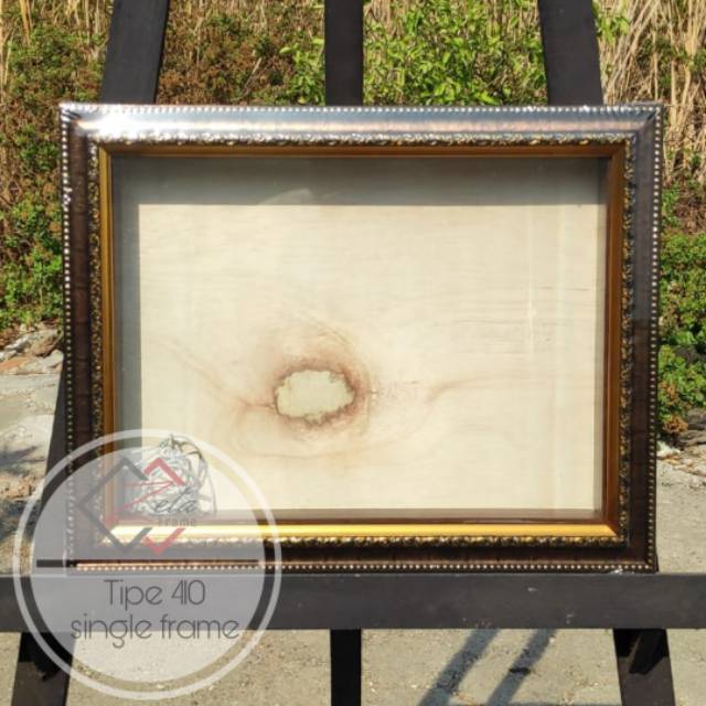 Tipe 410 coklat gold single - Pigura mahar ukir kecil coklat gold uk. 30x40 - bingkai mahar