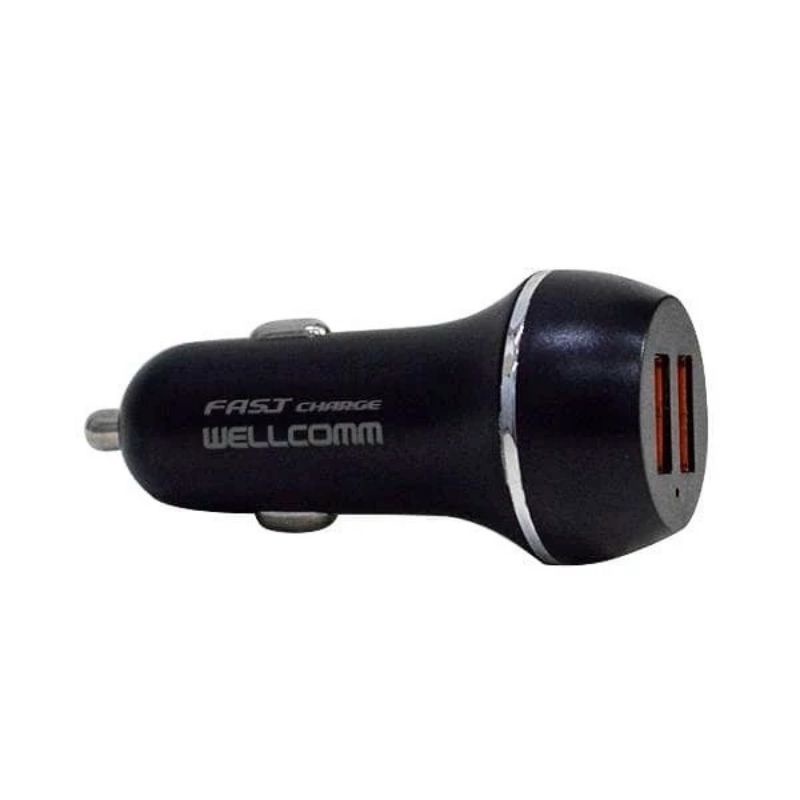 (WELLCOMM 36W) Car Charger Dual Usb Fast Charge Kabel Type C Charger Mobil 6A 36W