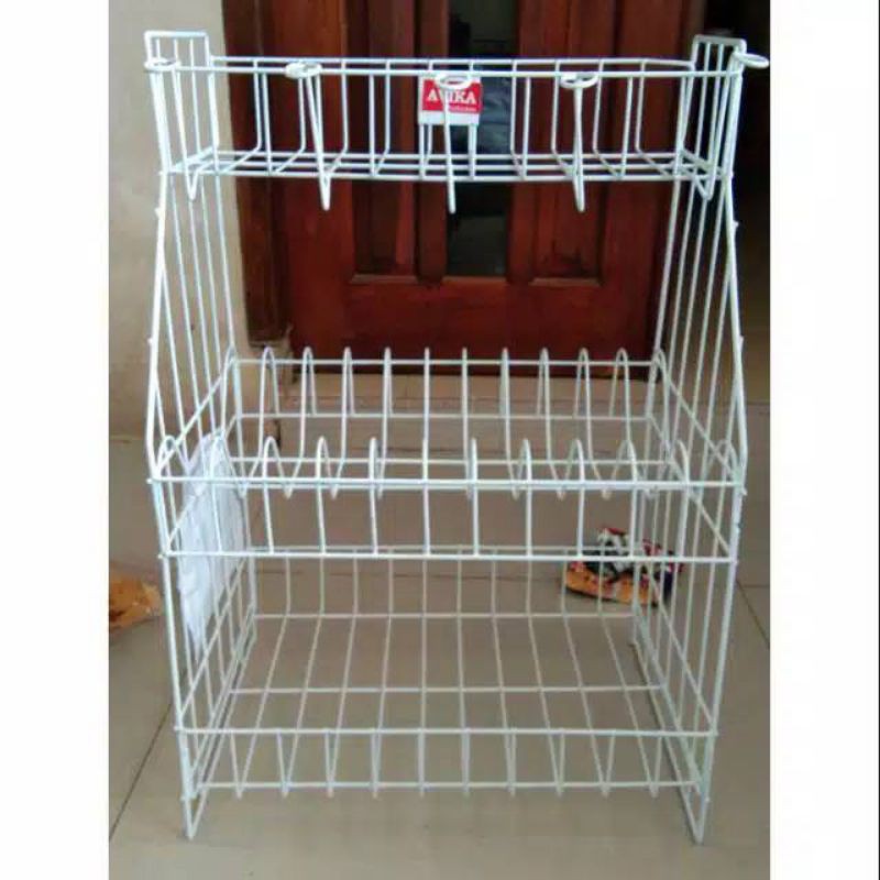 PROMO Rak Piring dan Gelas wastafel 3 susun besi anti karat