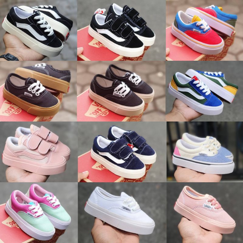 SEPATU ANAK VANS KIDS TALI DAN PEREKAT SIZE 16-35