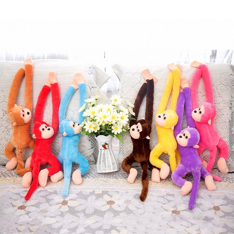 Boneka Monyet Lengan Panjang Bahan Plush Lembut Warna Warni