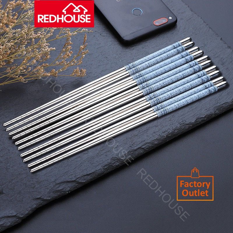 Sumpit Stainless Steel isi 5 pasang /  Stainless Chopstick 5 set - Warna Random