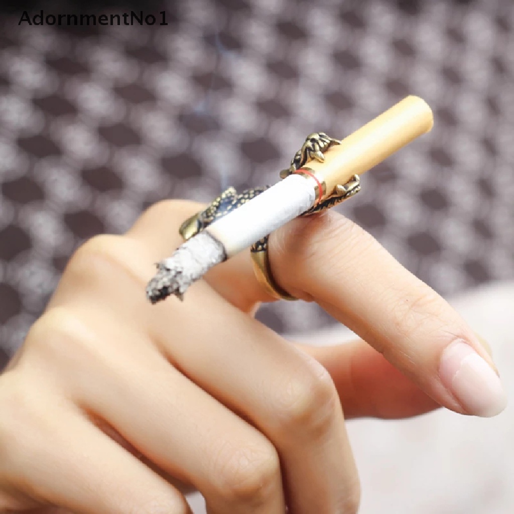 (AdornmentNo1) Cincin Holder Rokok Adjustable Motif Naga Punk Bahan Perunggu