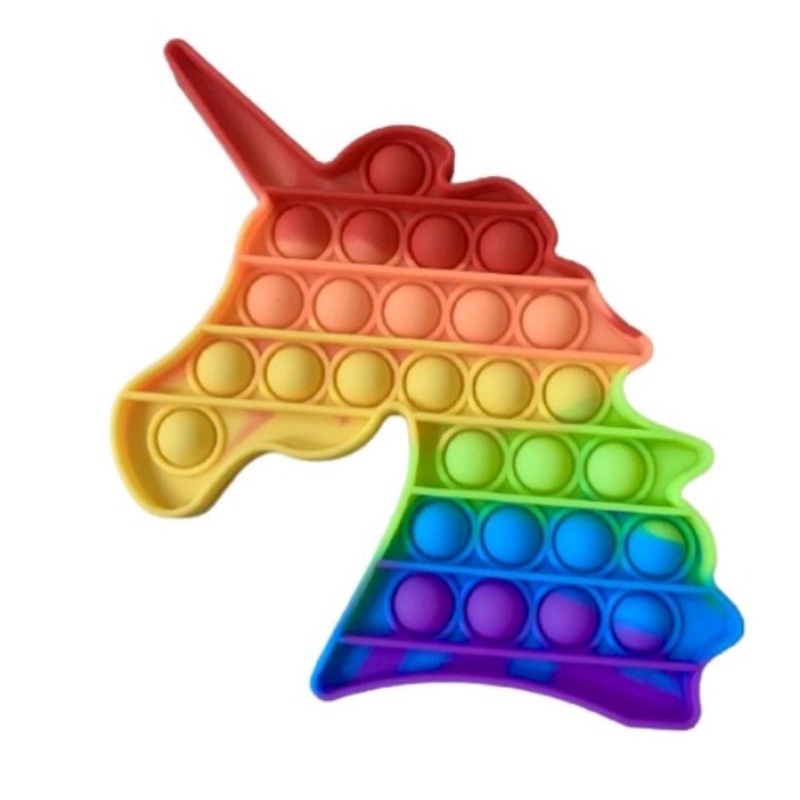 Mainan pop it murah popit Pop Its Square rainbow multicolor Fidget Toy-UNICORN RAINBOW