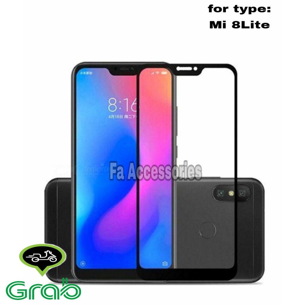 TEMPERED GLASS 5D Full Lem XIAOMI MI8 LITE HITAM SCREEN GUARD FULL GLUE