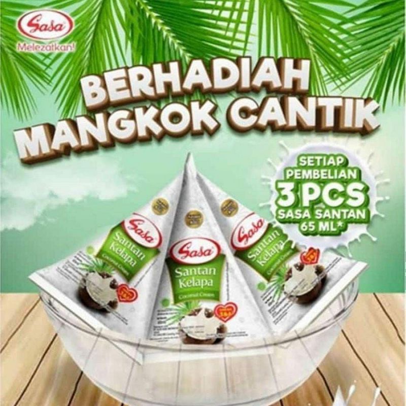 

1 DUS BESAR SANTAN SASA CAIR 65ML FREE MANGKOK DUS BESAR SANTAN SASA KELAPA ASLI
