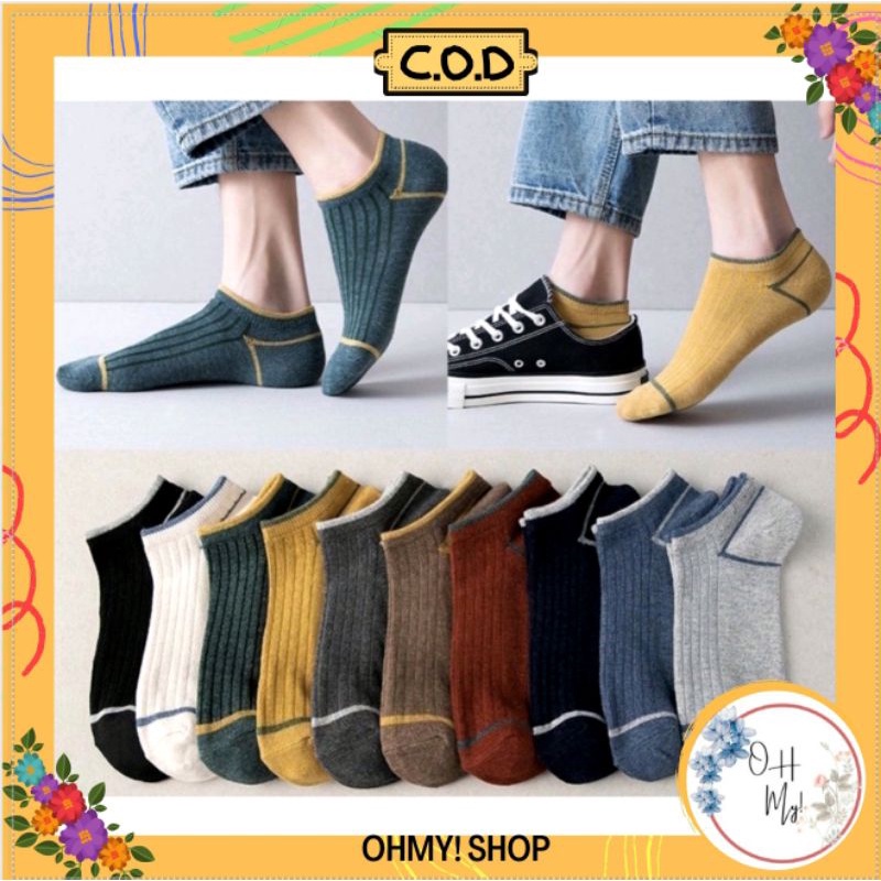 [ COD ] Kaos Kaki Ankle Semata Kaki Simple Motif Polos Garis Pria Wanita Unisex Murah Cute Socks Fashion Korea / Kaos Kaki Pria Polos / Kaos Kaki Pria Garis / Kaos kaki Wanita-3