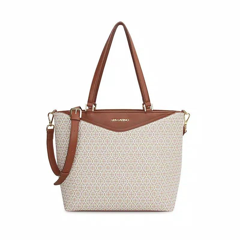 LES CATINO MONOGRAM VC TOTE WARM TAUPE (L)