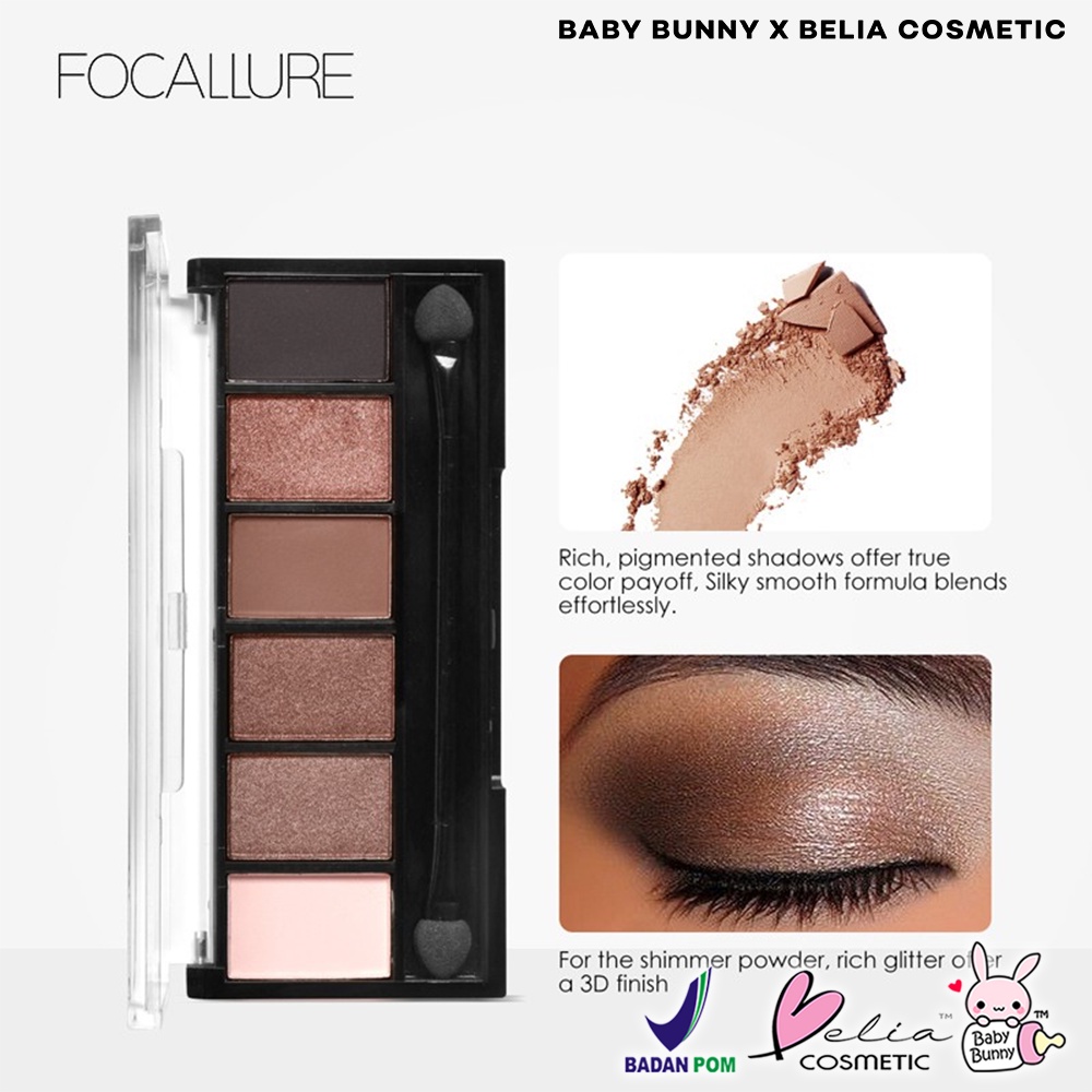 ❤ BELIA ❤ FOCALLURE Smokey 6 Colors Eyeshadow Palette FA06 | Eyeshadow | Riasan Mata (✔BPOM)